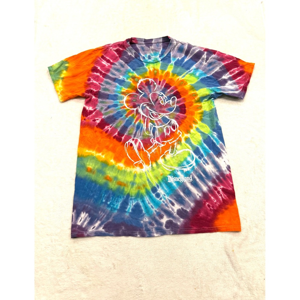 Disneyland Resort Mickey Mouse Rainbow Tie Dye Graphic T-Shirt Mens Small AJ0072